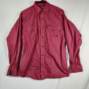 Ariat Red Print Button-Up Western Shirt Men’s Small Pearl Snap